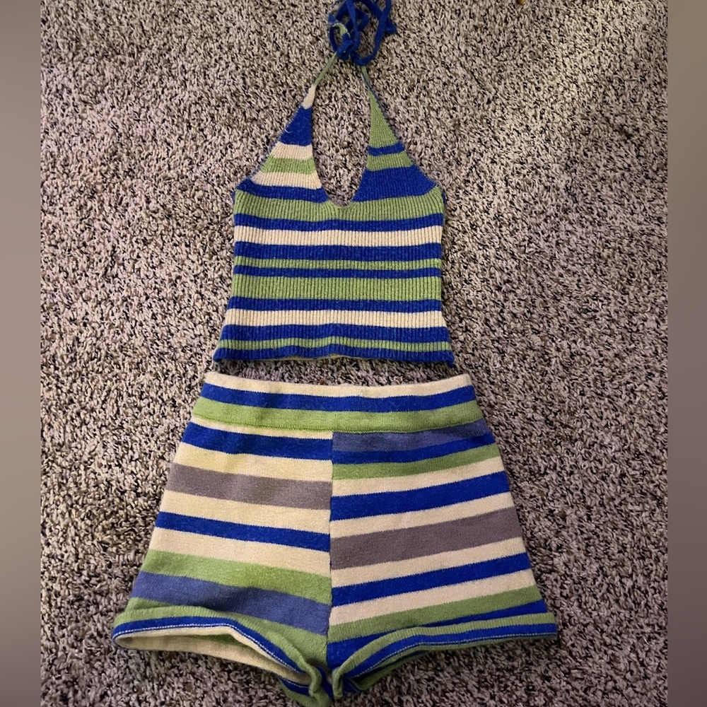 Princess Polly green and blue knit set